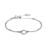 Bracciale catena mesh con sfere al centro moschettone ad anello