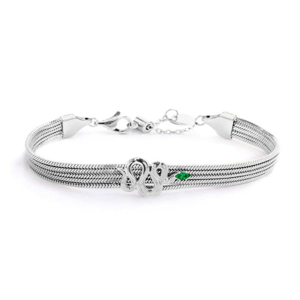 Bracciale catena multifilo con serpente e zircone - Gioielleria Fondente