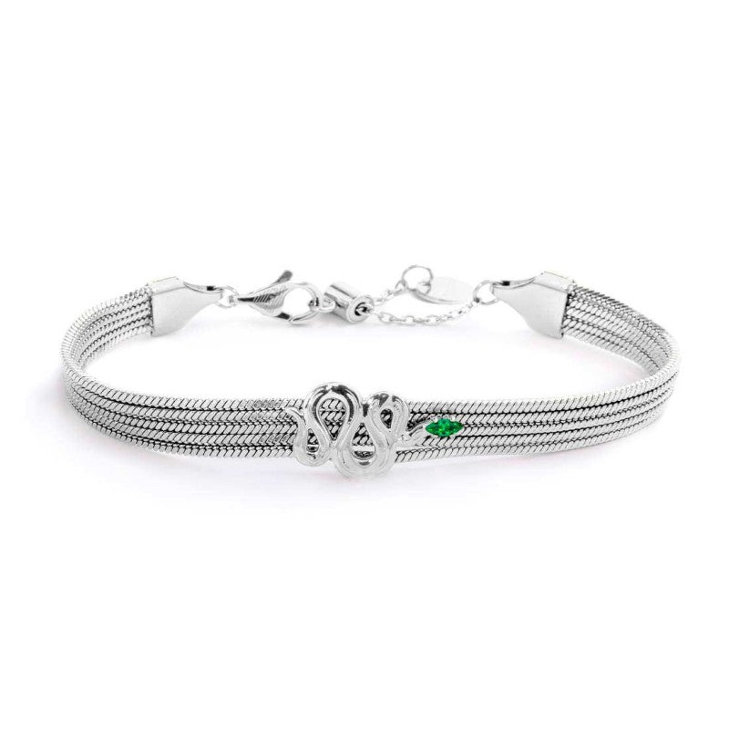 Bracciale catena multifilo con serpente e zircone - Gioielleria Fondente