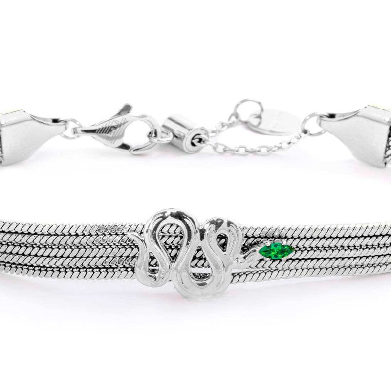 Bracciale catena multifilo con serpente e zircone - Gioielleria Fondente