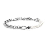 Bracciale catena rolò con trama e perle - Gioielleria Fondente