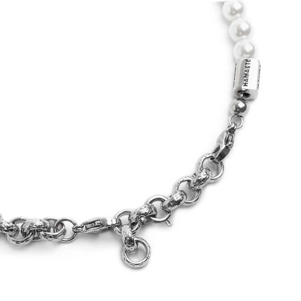 Bracciale catena rolò con trama e perle - Gioielleria Fondente