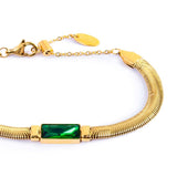 Bracciale catena snake con cristallo baguette centrale - Gioielleria Fondente