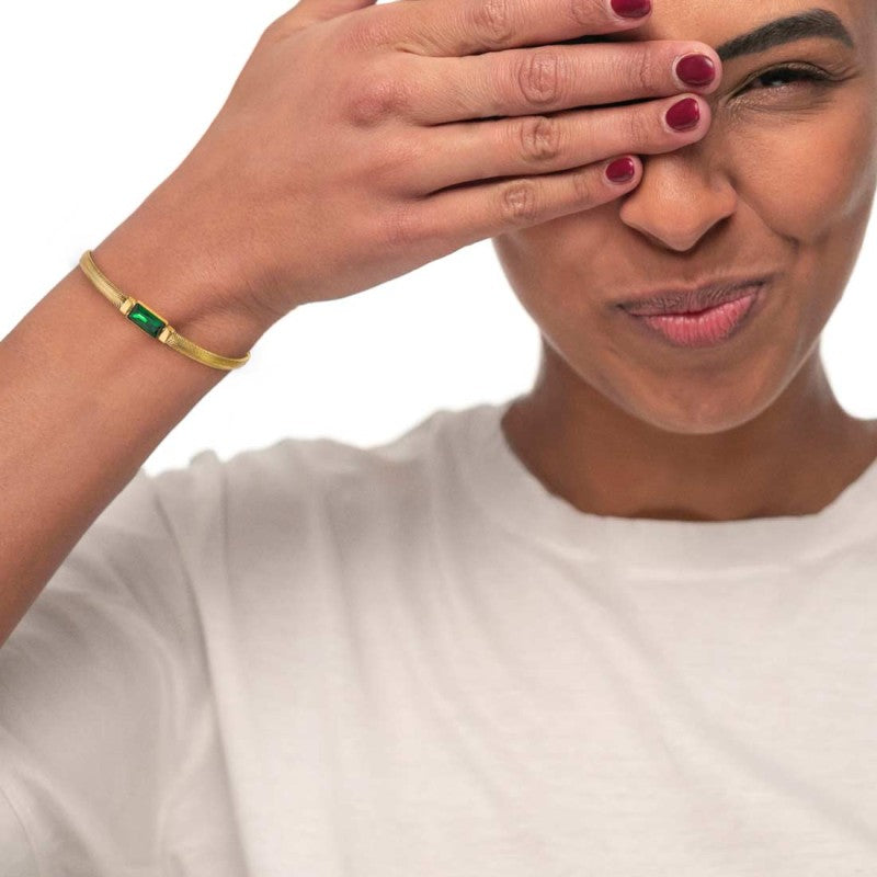 Bracciale catena snake con cristallo baguette centrale - Gioielleria Fondente