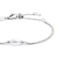Bracciale catena snake con perla ovale centrale