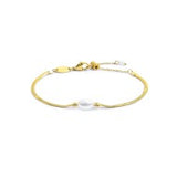 Bracciale catena snake con perla ovale centrale
