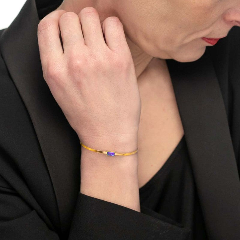 Bracciale catena snake con zircone baguette - Gioielleria Fondente