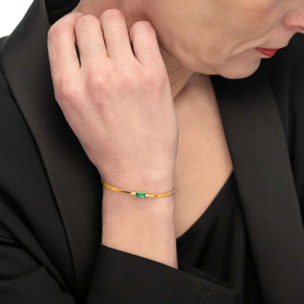 Bracciale catena snake con zircone baguette - Gioielleria Fondente