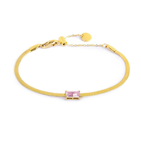 Bracciale catena snake con zircone baguette - Gioielleria Fondente