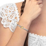 Bracciale catena snake piatta multifilo con bottone martellato