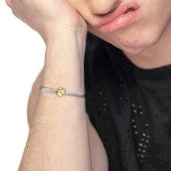 Bracciale catena snake piatta multifilo con bottone martellato