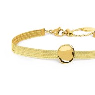 Bracciale catena snake piatta multifilo con bottone martellato