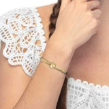 Bracciale catena snake piatta multifilo con bottone martellato