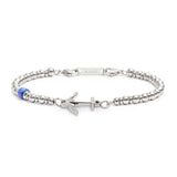 Bracciale con ancora elementi in ematite ed acciaio e rondella sodalite - Gioielleria Fondente