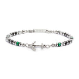 Bracciale con ancora elementi in malachite ed onice nera - Gioielleria Fondente