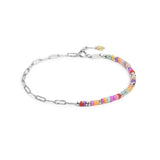 Bracciale con perline colorate e catena a maglia larga