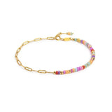 Bracciale con perline colorate e catena a maglia larga