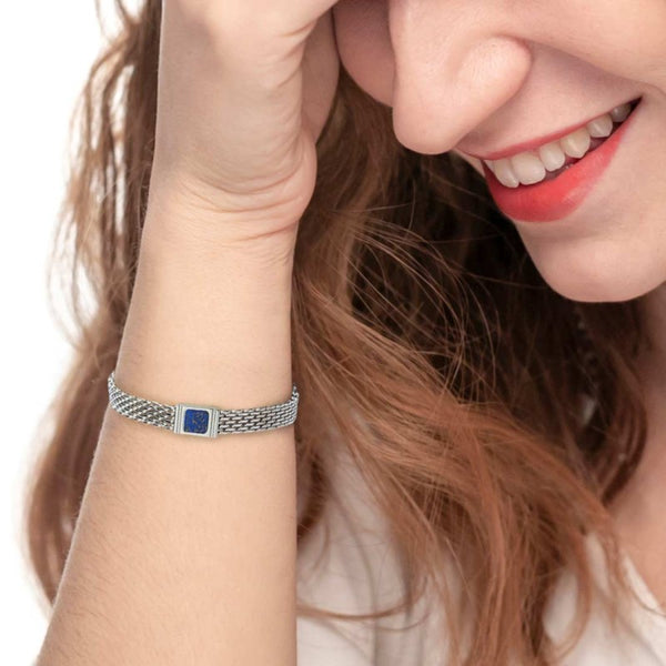 Bracciale con pietra centrale catena mesh - Gioielleria Fondente