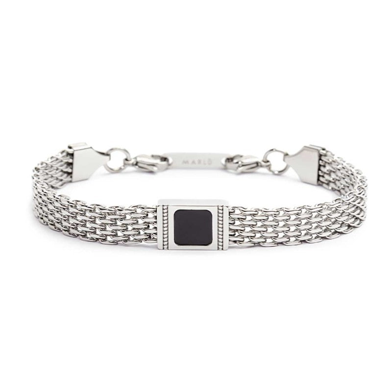 Bracciale con pietra centrale catena mesh - Gioielleria Fondente