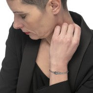 Bracciale con piuma con catena snake e sonaglio