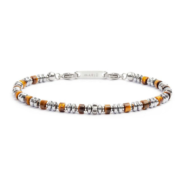Bracciale con rondelle in pietra ed elementi in ematite - Gioielleria Fondente