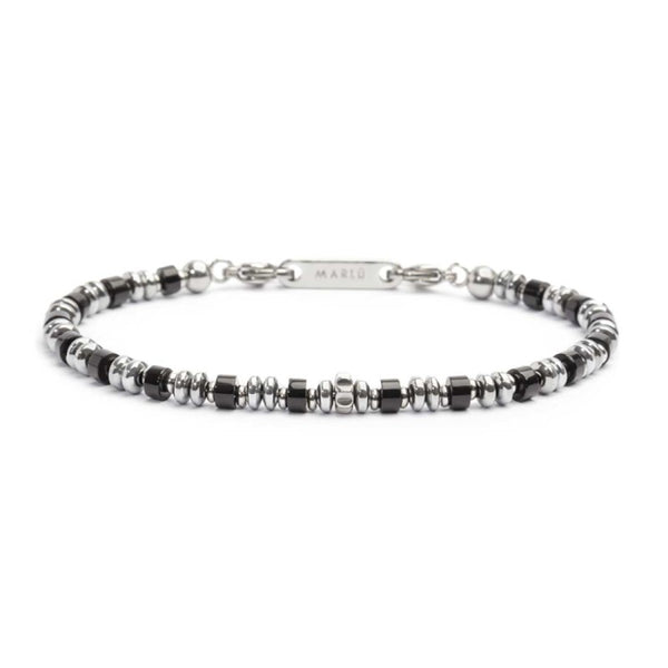Bracciale con rondelle in pietra ed elementi in ematite - Gioielleria Fondente