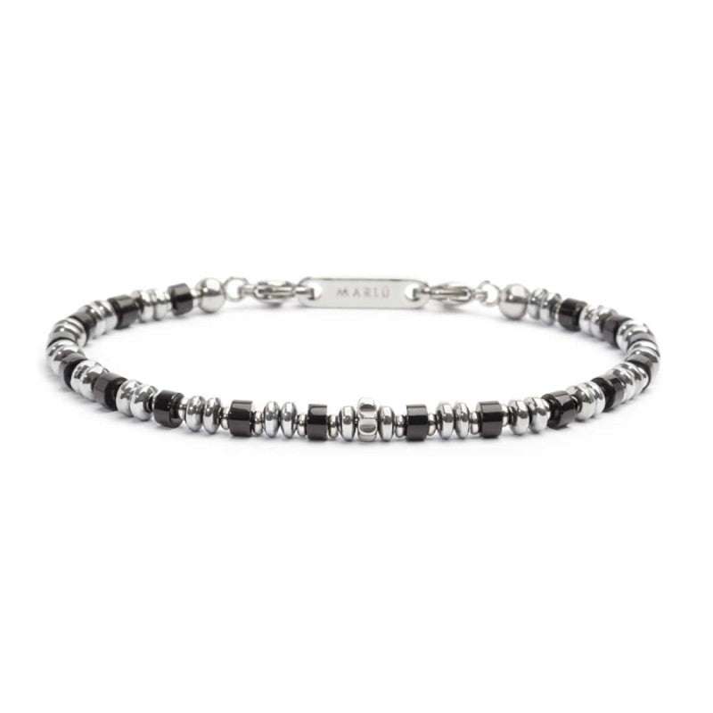 Bracciale con rondelle in pietra ed elementi in ematite - Gioielleria Fondente
