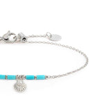 Bracciale conchiglia pendente con perla e perline a tubo turchesi