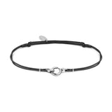 Bracciale cordino con moschettone ad anello centrale