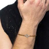 Bracciale cordino con moschettone ad anello centrale