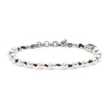 Bracciale cordino marrone con perle 6mm - Gioielleria Fondente