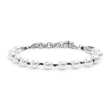 Bracciale cordino marrone con perle 8mm - Gioielleria Fondente