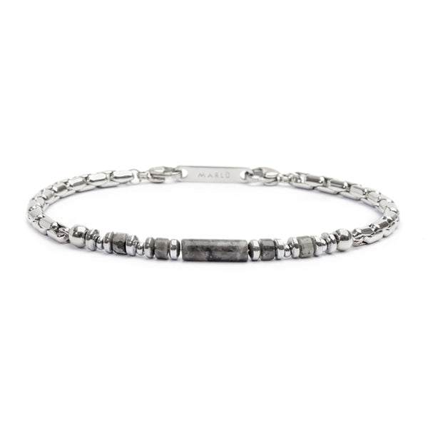 Bracciale elementi in pietra ed elementi in ematite catena box - Gioielleria Fondente