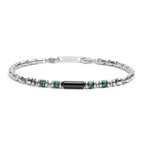 Bracciale elementi in pietra ed elementi in ematite catena box - Gioielleria Fondente