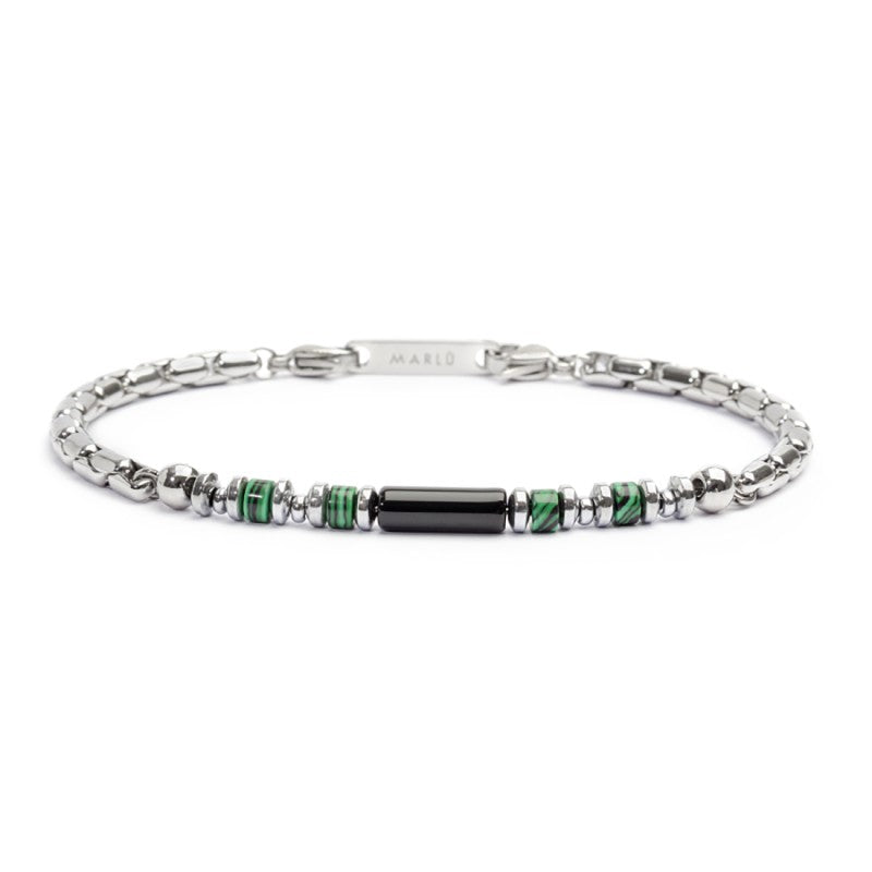 Bracciale elementi in pietra ed elementi in ematite catena box - Gioielleria Fondente