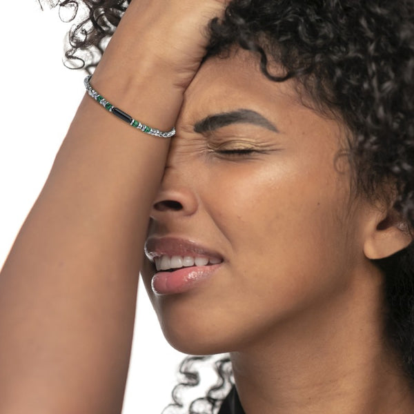Bracciale elementi in pietra ed elementi in ematite catena box - Gioielleria Fondente