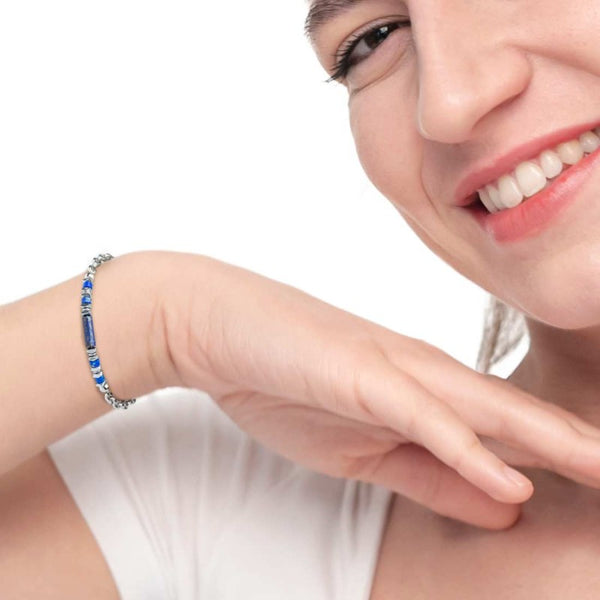 Bracciale elementi in pietra ed elementi in ematite catena marine - Gioielleria Fondente