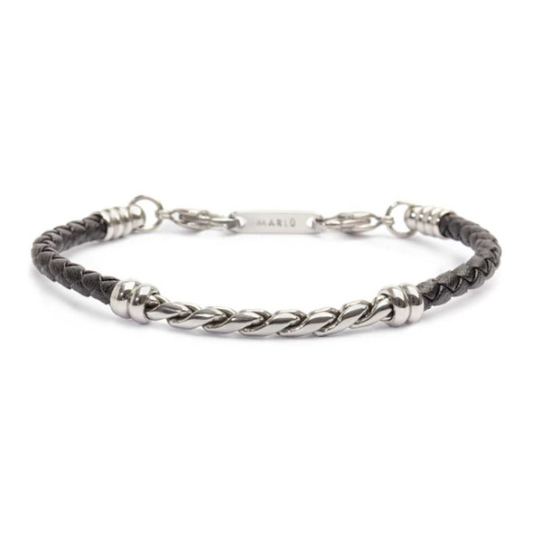 Bracciale in pelle sintetica con catena twisted - Gioielleria Fondente
