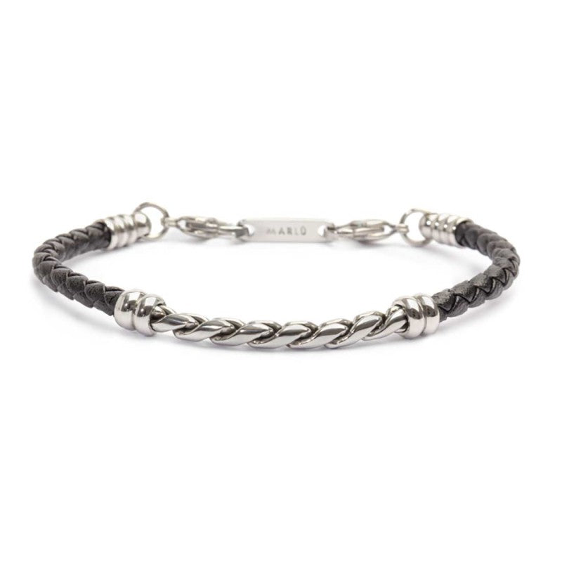 Bracciale in pelle sintetica con catena twisted - Gioielleria Fondente