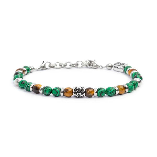 Bracciale malachite e occhio di tigre 6mm - Gioielleria Fondente