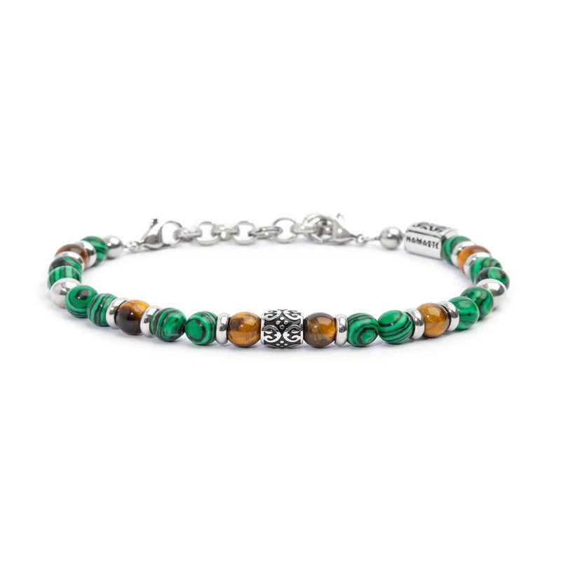 Bracciale malachite e occhio di tigre 6mm - Gioielleria Fondente