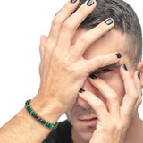 Bracciale malachite e occhio di tigre 8mm - Gioielleria Fondente