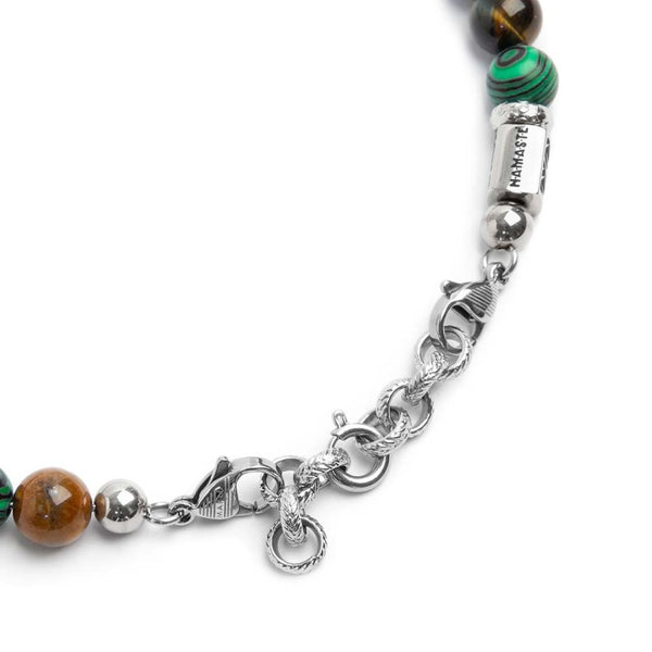 Bracciale malachite e occhio di tigre 8mm - Gioielleria Fondente