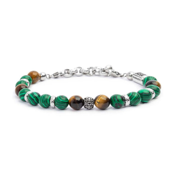 Bracciale malachite e occhio di tigre 8mm - Gioielleria Fondente