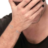 Bracciale rigido cerchi con zirconi bianchi