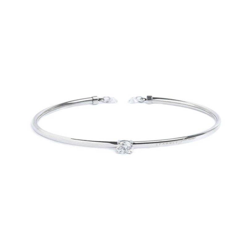 Bracciale rigido con zircone 5.25mm centrale e zirconi alle estremità