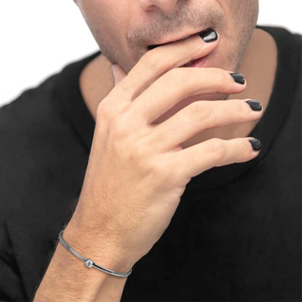 Bracciale rigido con zircone 5.25mm centrale e zirconi alle estremità