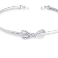 Bracciale rigido infinito con zirconi bianchi