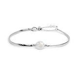 Bracciale semi rigido con tubolari twisted e perla centrale