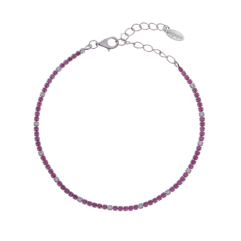 Bracciale Tennis Mania con Zirconi Fucsia e Bianchi - Gioielleria Fondente